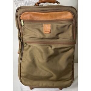 Hartmann Expandable 22" Carry On Suitcase Wheels/Rolling Leather Trim Luggage